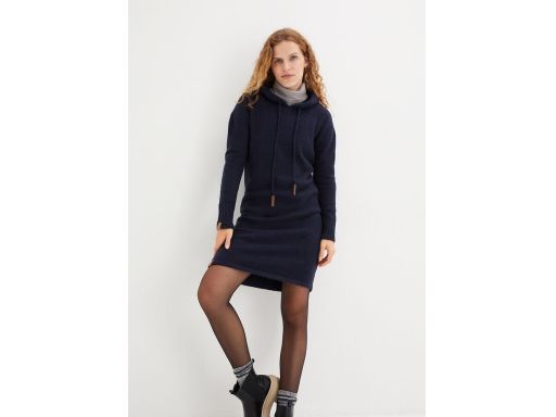 B.P.C granatowa sukienka dzianinowa z kapturem ^36/38