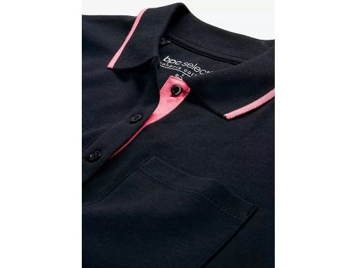B.P.C sukienka polo czarna z dekoracyjnym różem przy kołnierzyku 36/38