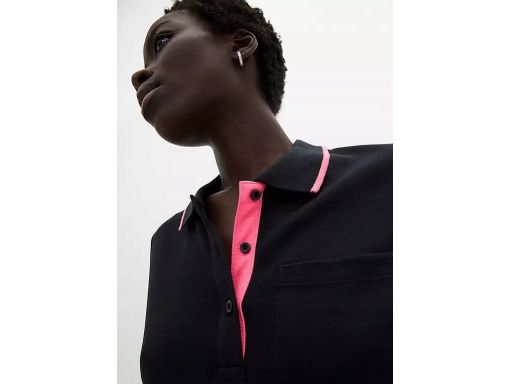 B.P.C sukienka polo czarna z dekoracyjnym różem przy kołnierzyku 36/38