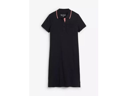 B.P.C sukienka polo czarna z dekoracyjnym różem przy kołnierzyku 36/38