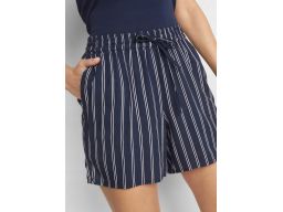 B.P.C szorty granatowe w paski z wiskozy z wiązaniem i kieszeniami ^48