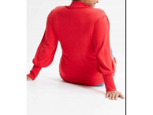 B.P.C sweter dzianinowy czerwony świąteczny z napisem z cekinów 40/42.