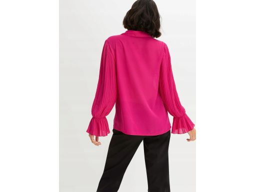 B.P.C bluzka koszulowa szyfonowa różowa z plisowanymi rękawami r.40