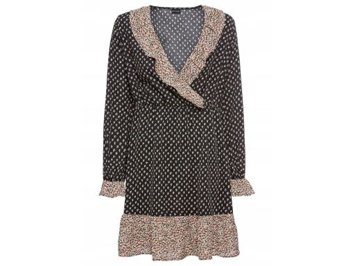B.P.C sukienka z falbanami czarno-beżowa r.42