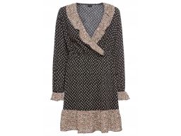 B.P.C sukienka z falbanami czarno-beżowa r.42