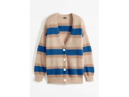 B.P.C dłuższy kardigan w pasy beżowo-szafirowe 44/46.
