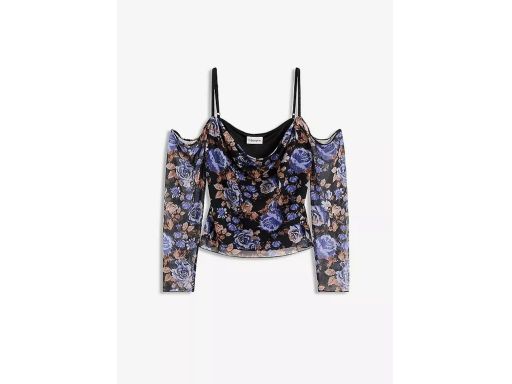 B.P.C bluzka siateczkowa w kwiaty z odkrytymi ramionami r.44/46