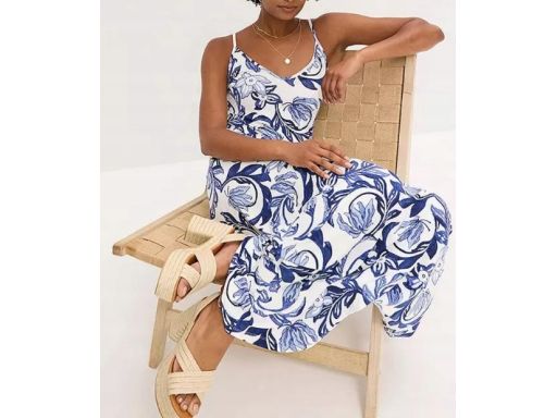 B.P.C sukienka długa z wiskozy na ramiączka we wzory 40/42.