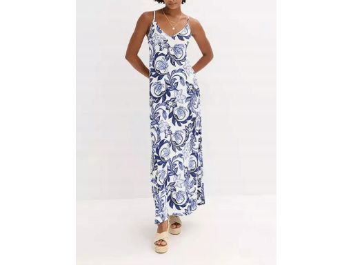 B.P.C sukienka długa z wiskozy na ramiączka we wzory 40/42.