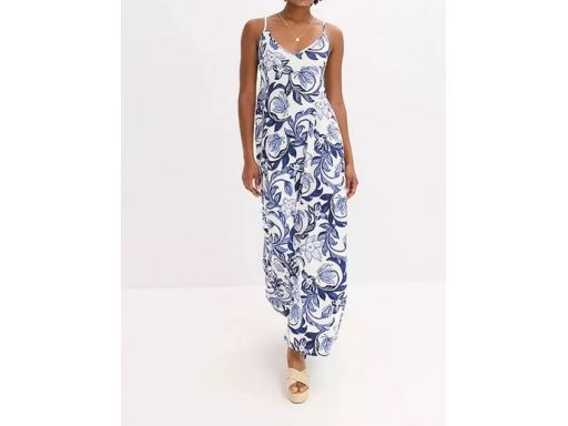 B.P.C sukienka długa z wiskozy na ramiączka we wzory 40/42.