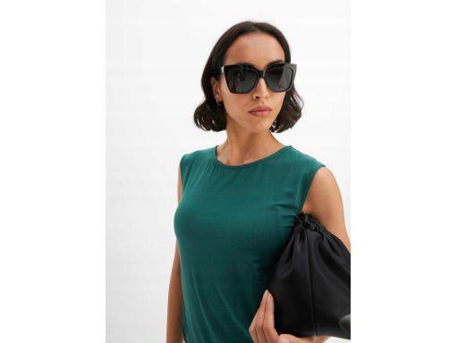 B.P.C bluzka top z marszczeniem butelkowa zieleń r.40/42