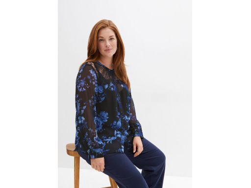 B.P.C bluzka koszulowa szyfonowa z koronką r.42