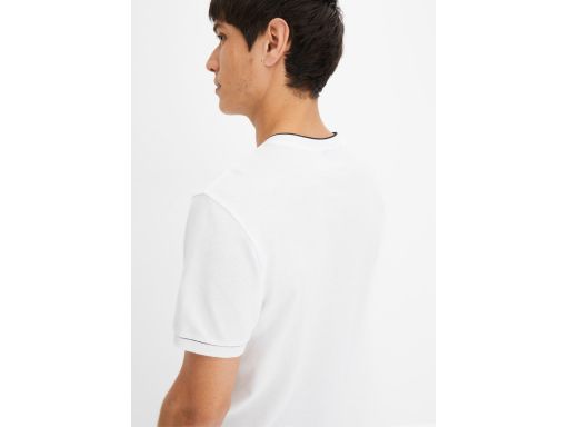 B.P.C t-shirt męski z dekoltem henley biały z czarnym zdobieniem^68/70