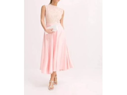 B.P.C sukienka midi różowa z koronką r.36