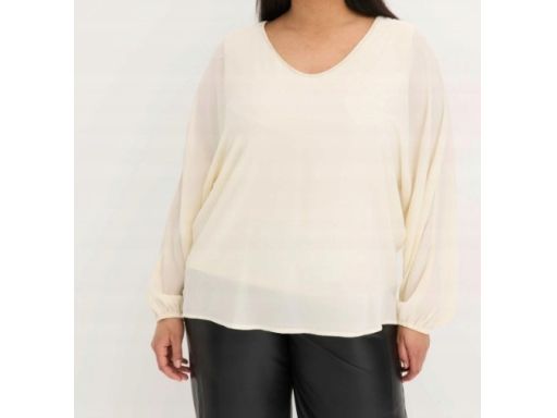 B.P.C szyfonowa śmietankowa bluzka z cyrkoniami przy dekolcie 38.