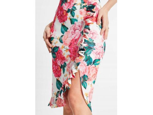 AG7470 sukienka w kwiaty z falbankami r.36/38