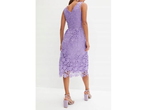 B.P.C koronkowa sukienka fioletowa z ażurowej koronki 38.