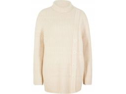 B.P.C sweter jasnobeżowy z golfem i dekoracyjnymi guzikami ^36/38