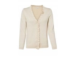 B.P.C sweter rozpinany z falbanowym kołnierzykiem i plisą guzikową r.4