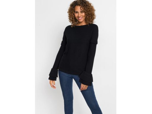 B.P.C sweter czarny modny falbanki r.40/42