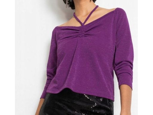 B.P.C bluzka fiolet błyszcząca z wiązaniem ^36/38