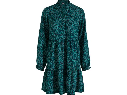B.P.C. sukienka czarno-zielona we wzory z falbanami r.50