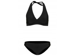 B.P.C bikini trójkątne miseczki wiązane na szyi czarne z figami r.46