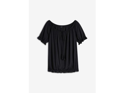 B.P.C czarna bluzka carmen z frędzlami r.40/42