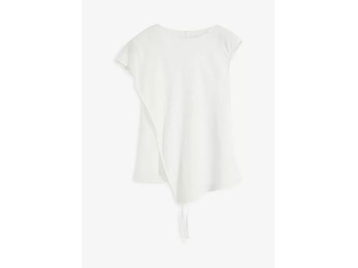 B.P.C asymetryczna bluzka szyfonowa kopertowa biel wełny ^46