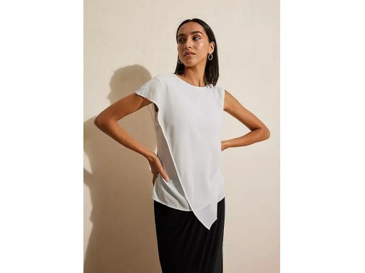 B.P.C asymetryczna bluzka szyfonowa kopertowa biel wełny ^46