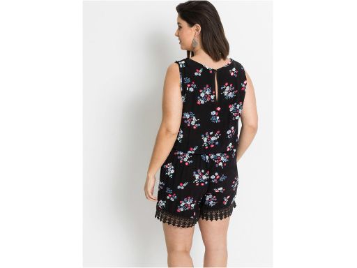 B.P.C kombinezon czarny w kolorowe kwiatki z koronką ^40