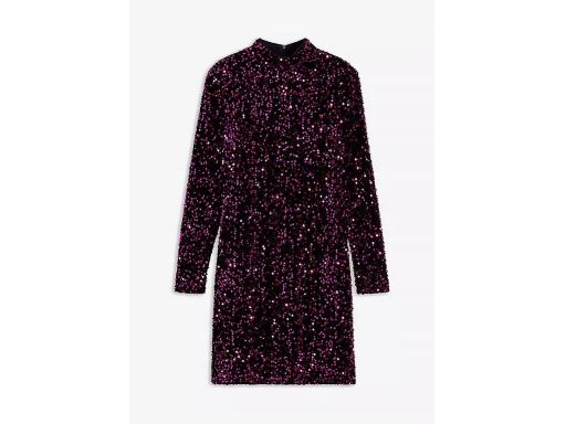 B.P.C sukienka ze stójką czarna w cekiny w kolorze fuksji 48/50.