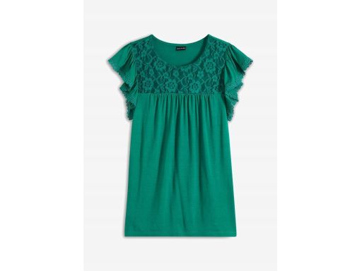 B.P.C bluzka z koronką i falbankami zielona 36/38.