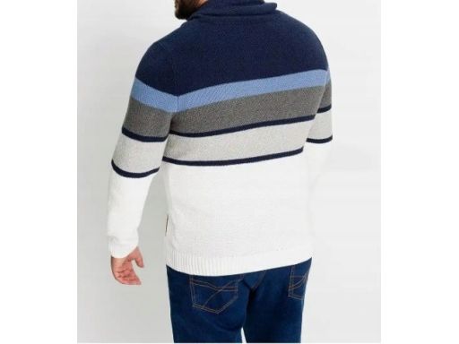 B.P.C sweter męski w paski z kołnierzem r.M