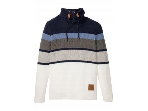 B.P.C sweter męski w paski z kołnierzem r.M