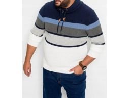 B.P.C sweter męski w paski z kołnierzem r.M