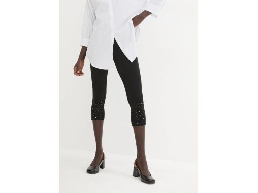 B.P.C legginsy rybaczki 3/4 czarne z cyrkoniami 40/42.