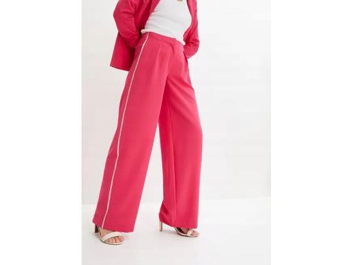 B.P.C. spodnie z lampasem różowe proste, luźne 42.