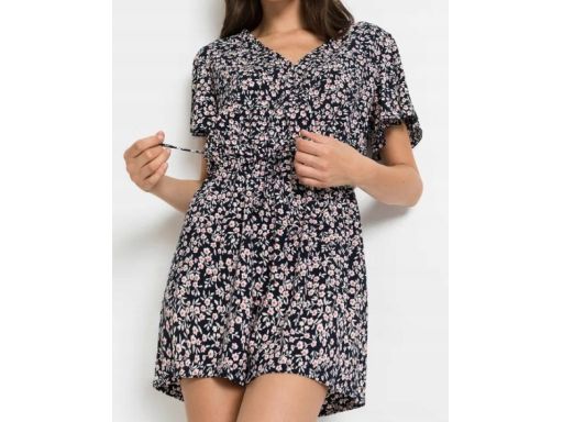 B.P.C kombinezon letni dżersejowy czarny w kwiatuszki ^36