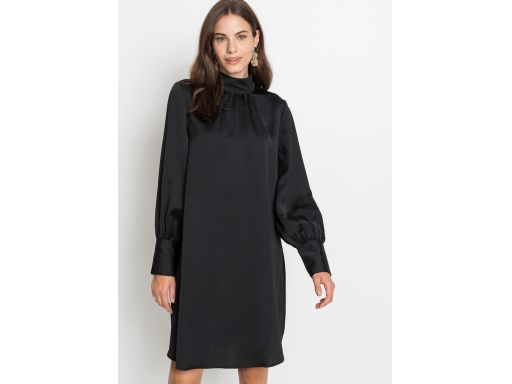 B.P.C sukienka satynowa ze stójką czarna r.50