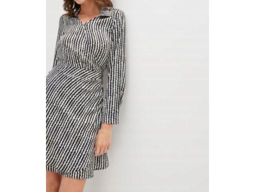 B.P.C sukienka satynowa we wzory czarno-biała r.48