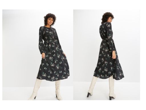 B.P.C sukienka midi nadruk czarna r.36