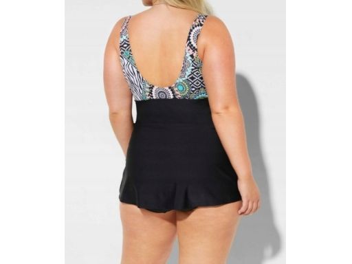oxB.P.C sukienka kąpielowa czarna w kolorowe wzorki w górnej części r.