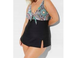 oxB.P.C sukienka kąpielowa czarna w kolorowe wzorki w górnej części r.