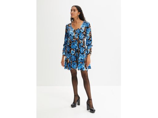 B.P.C sukienka niebieska w kwiaty aksamitna r.40/42