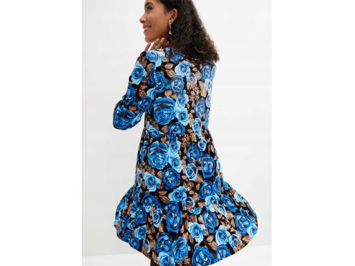B.P.C sukienka niebieska w kwiaty aksamitna r.40/42