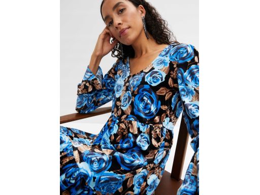 B.P.C sukienka niebieska w kwiaty aksamitna r.40/42