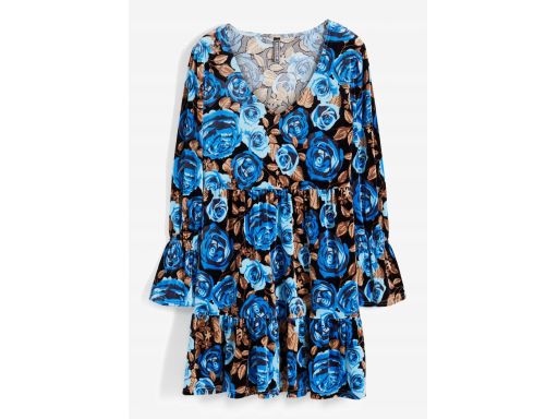 B.P.C sukienka niebieska w kwiaty aksamitna r.40/42