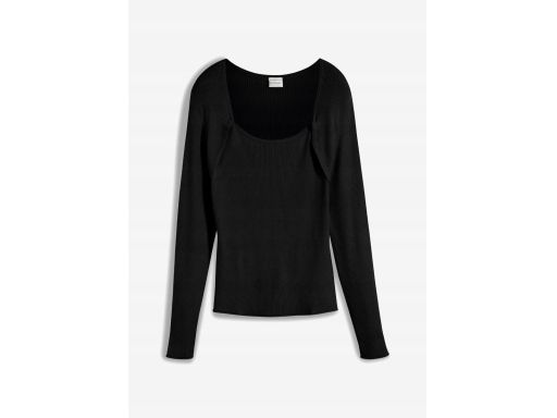 B.P.C sweterek dzianinowy czarny prążkowany cienki ^36/38