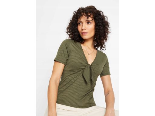 B.P.C t-shirt damski prążkowany khaki r.32/34